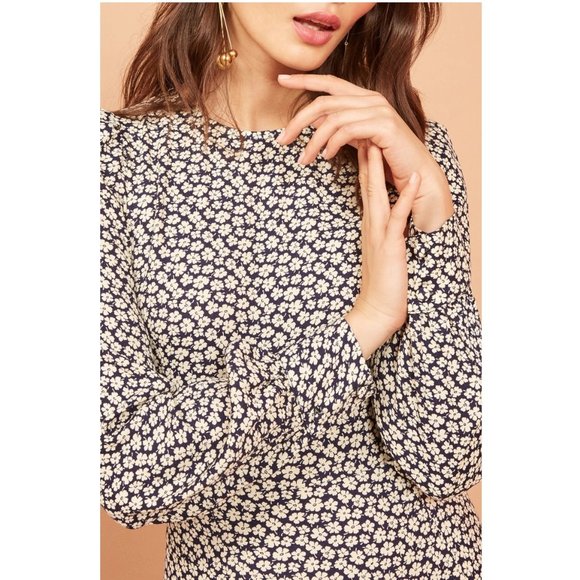 Reformation Josephine Midi Dress / Size 4 / Quito Long Sleeve Floral - Picture 4 of 9